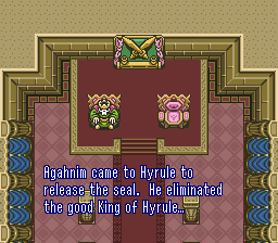 Agahnim came to Hyrule to release the seal. He eliminated the good King of Hyrule...